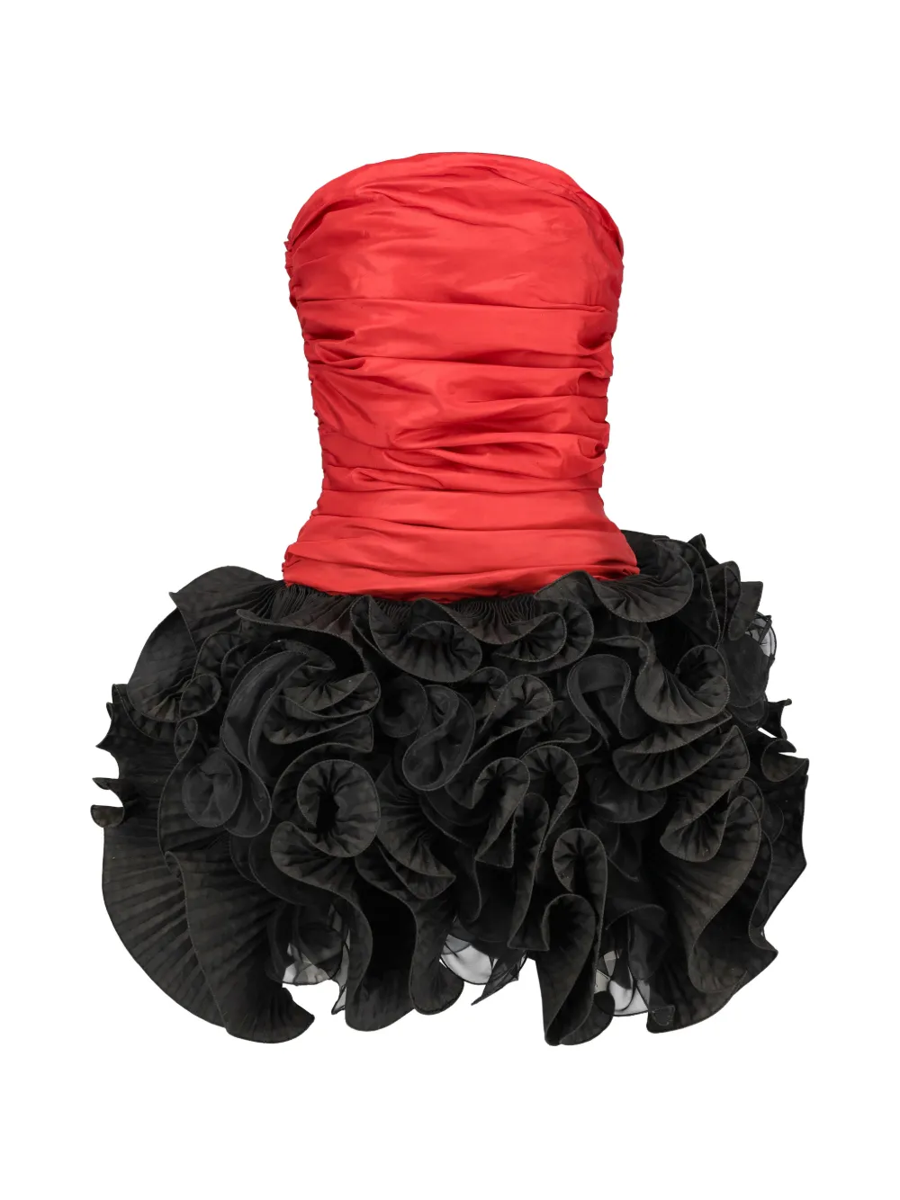 Vintage ruched ruffled mini dress - Nero