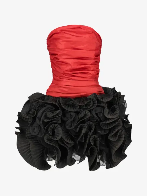 Vintage ruched ruffled mini dress