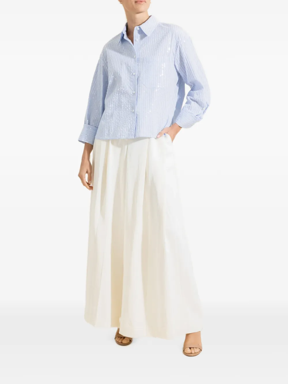 TWP J.D. sequin-embellished striped shirt - Blu