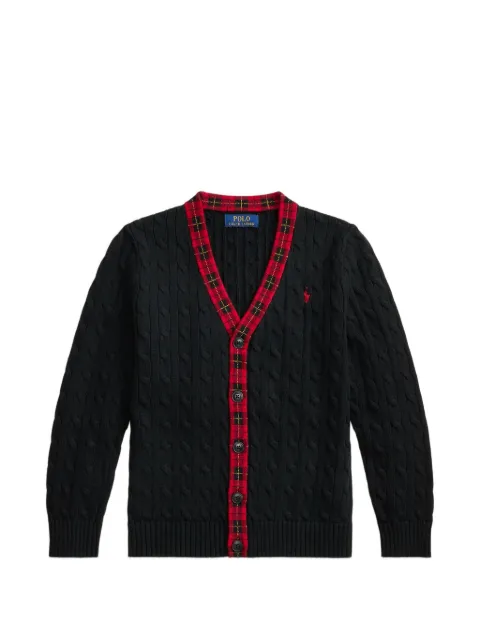 POLO RALPH LAUREN KIDS cárdigan con ribete de cuadros