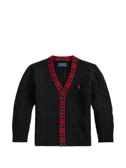 POLO RALPH LAUREN KIDS cárdigan de algodón con ribete a cuadros