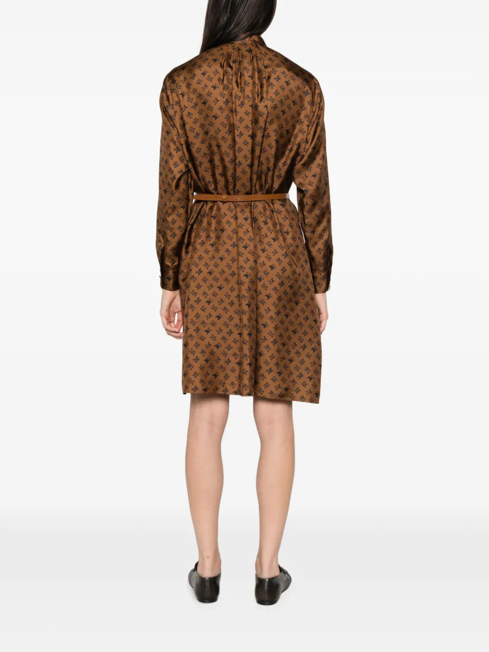 Max Mara Midi-jurk met logoprint Bruin