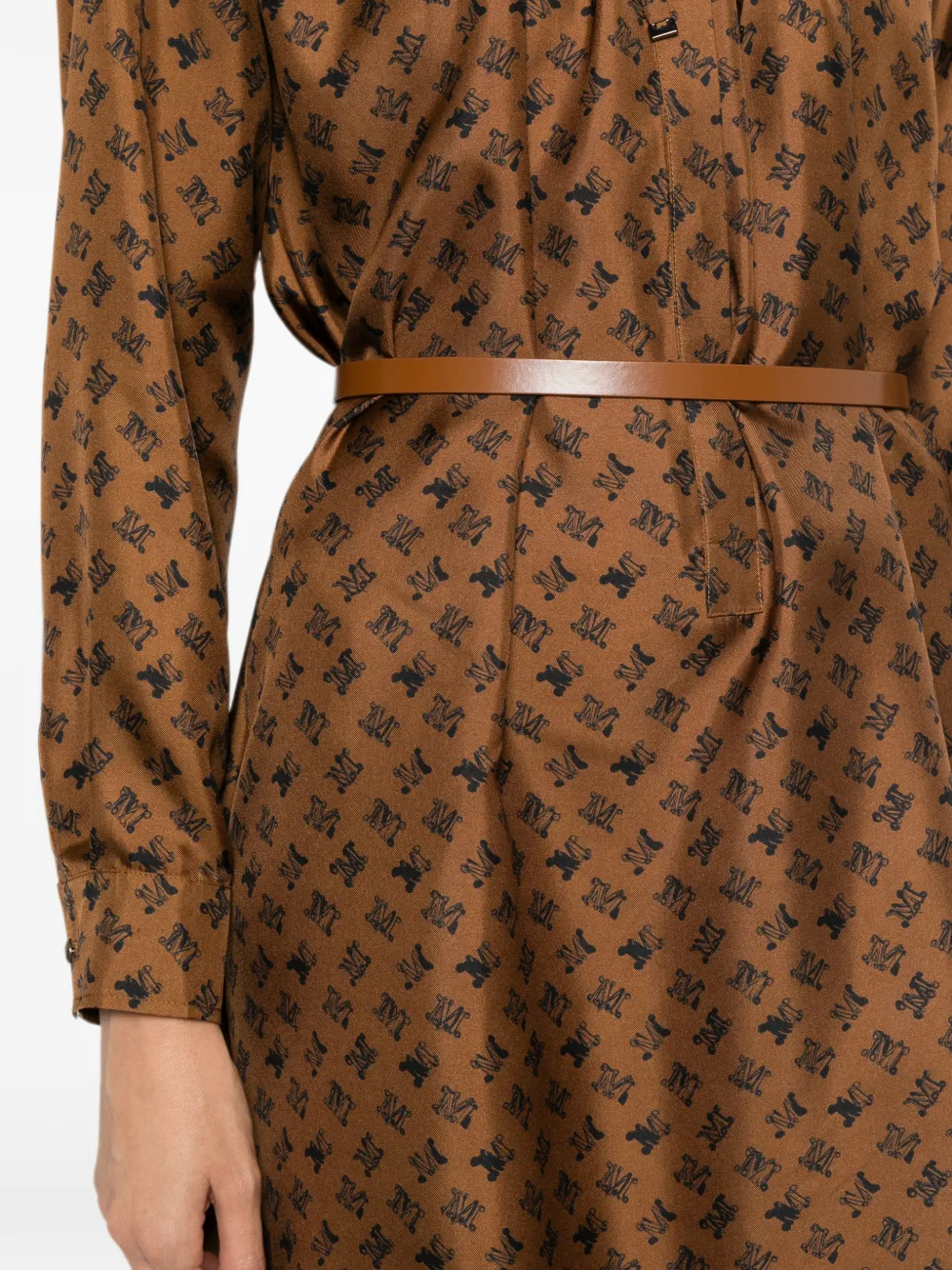 Max Mara Midi-jurk met logoprint Bruin