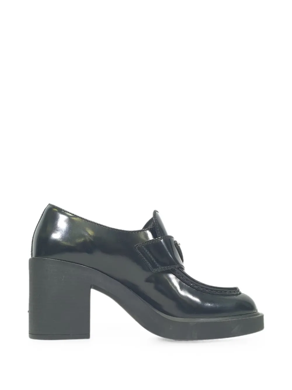 Prada Pre-Owned Chocolate logo-plaque heeled loafers - Nero