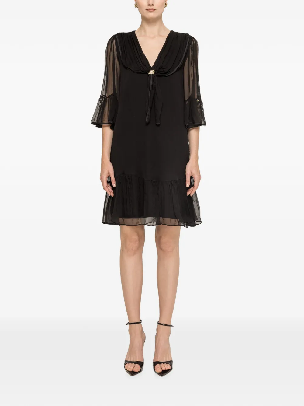 NISSA silk midi dress - Nero