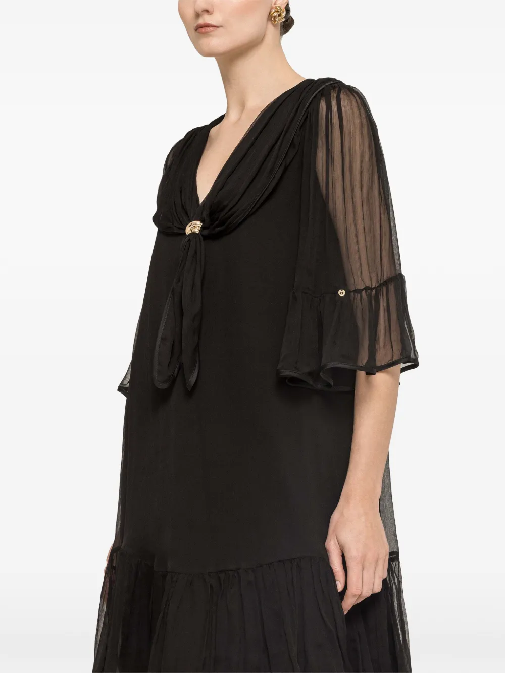 NISSA silk midi dress - Nero