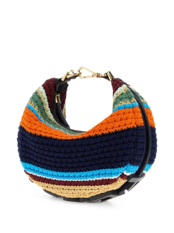 FENDI Mini Fendigraphy Crochet Cross Body Bag | Blue | FARFETCH