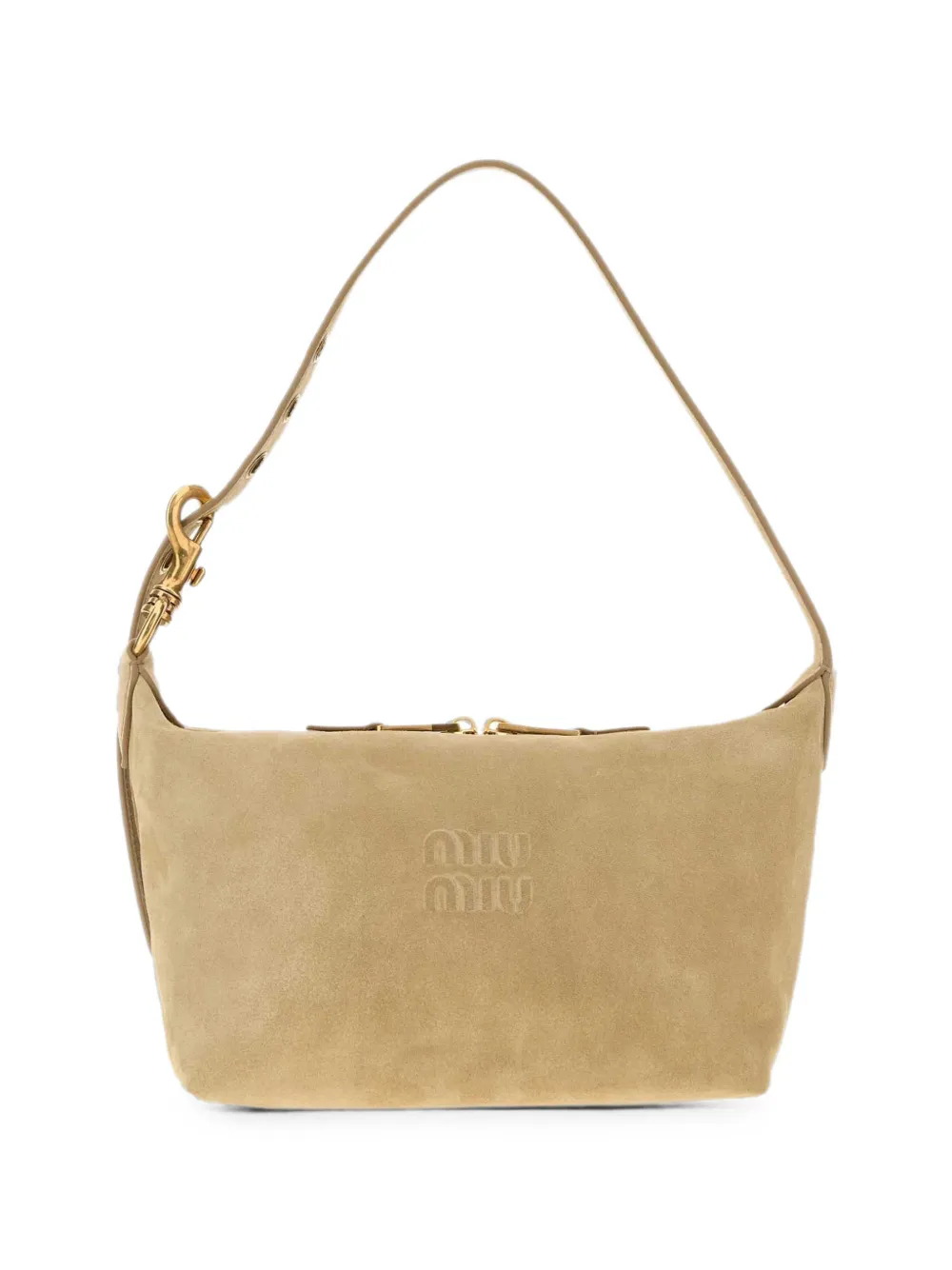 Miu Miu Borsa a spalla in pelle scamosciata - Toni neutri
