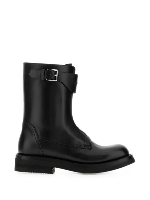 Alexander McQueen Zip-front Buckled Ankle Boots in Black