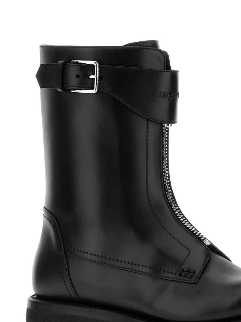 Alexander McQueen zip-front buckled ankle boots Zwart