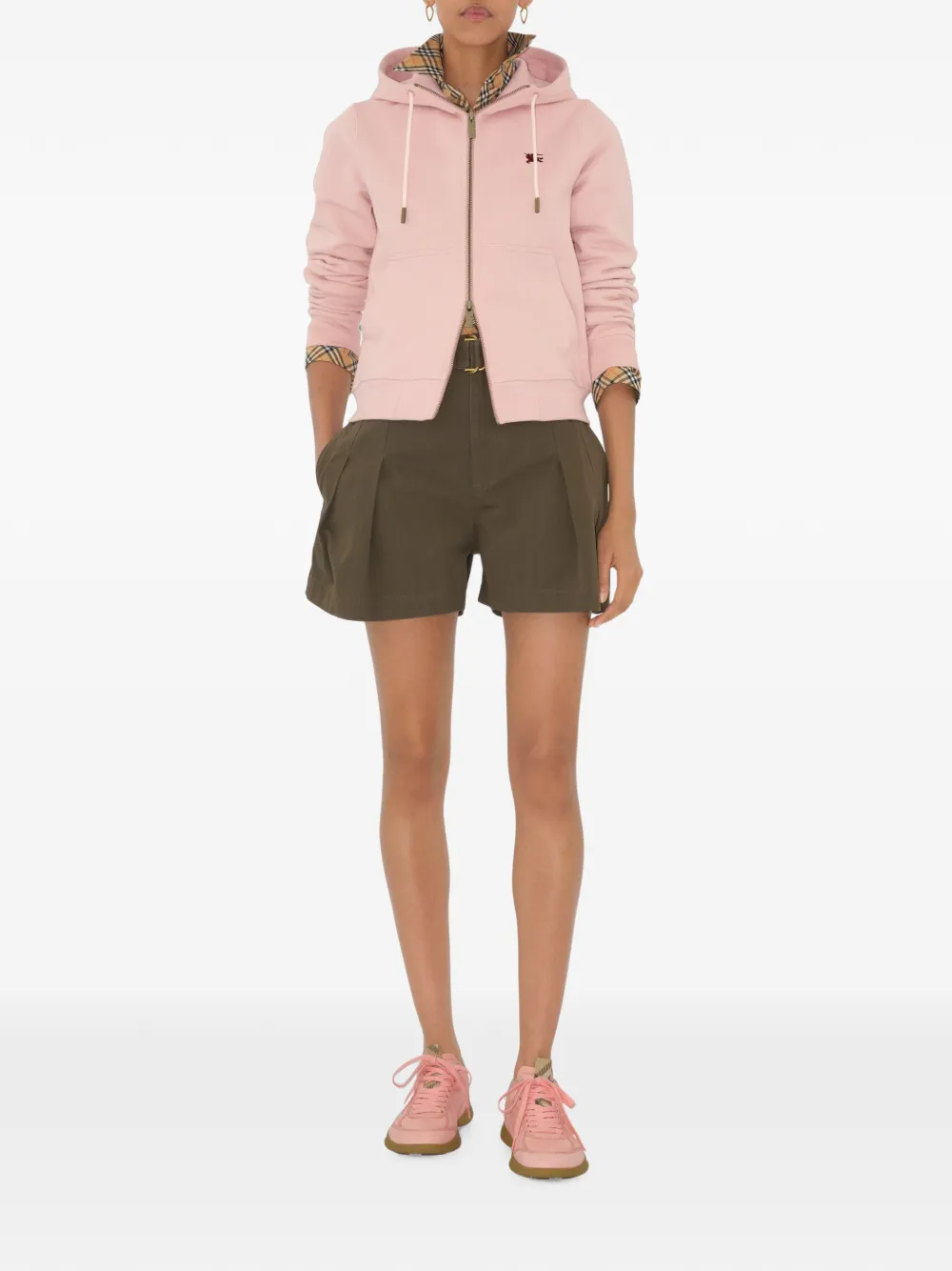 Burberry Knight Stamp katoenen hoodie met rits Roze
