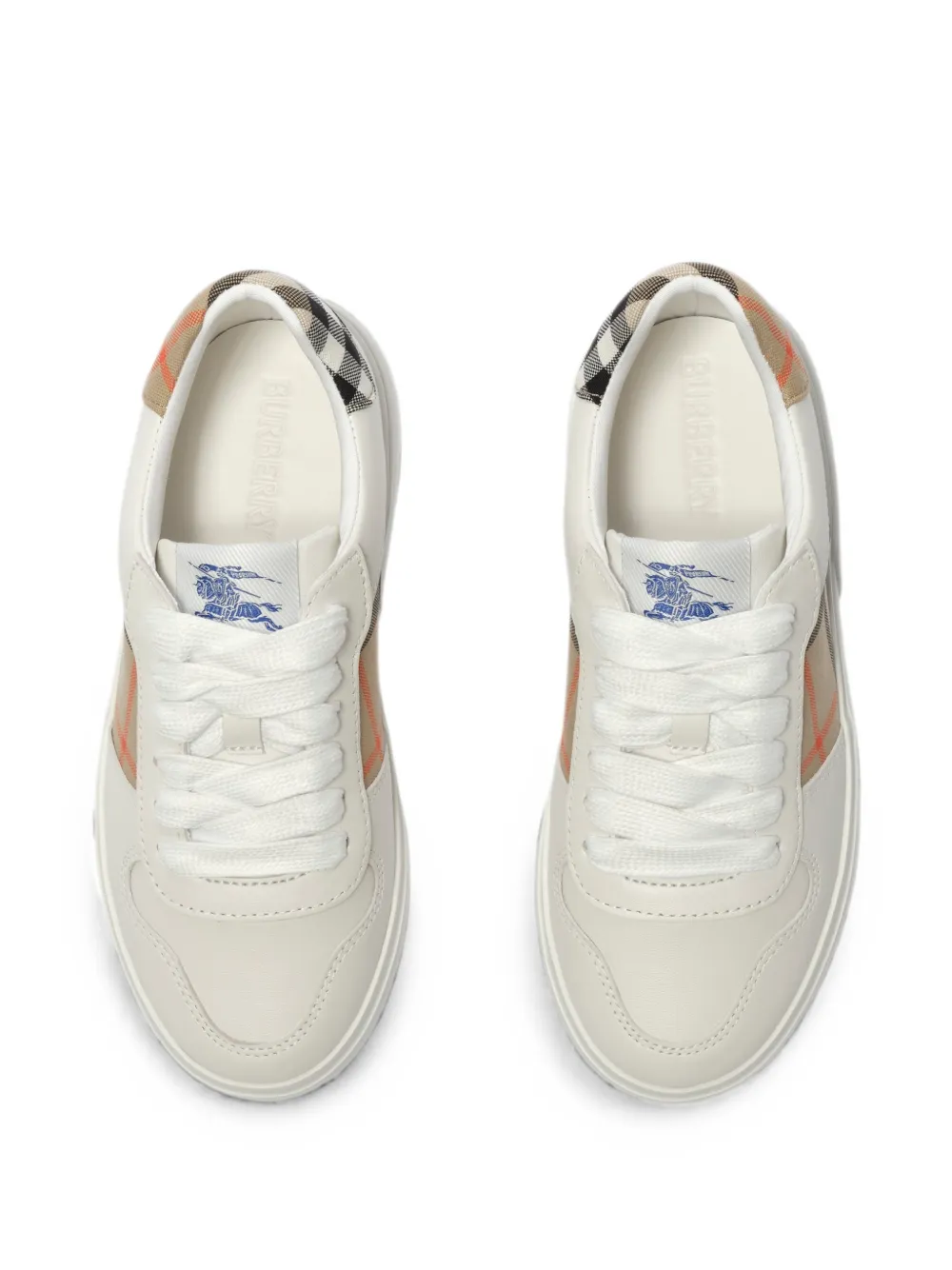 Burberry Kids Geruite leren sneakers Beige