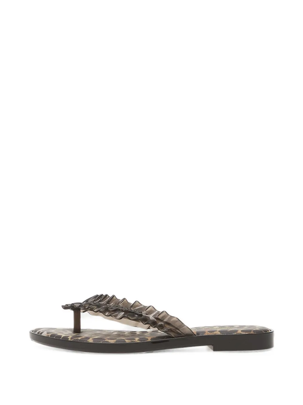 Melissa ruffled leopard-print flip flops - Nude
