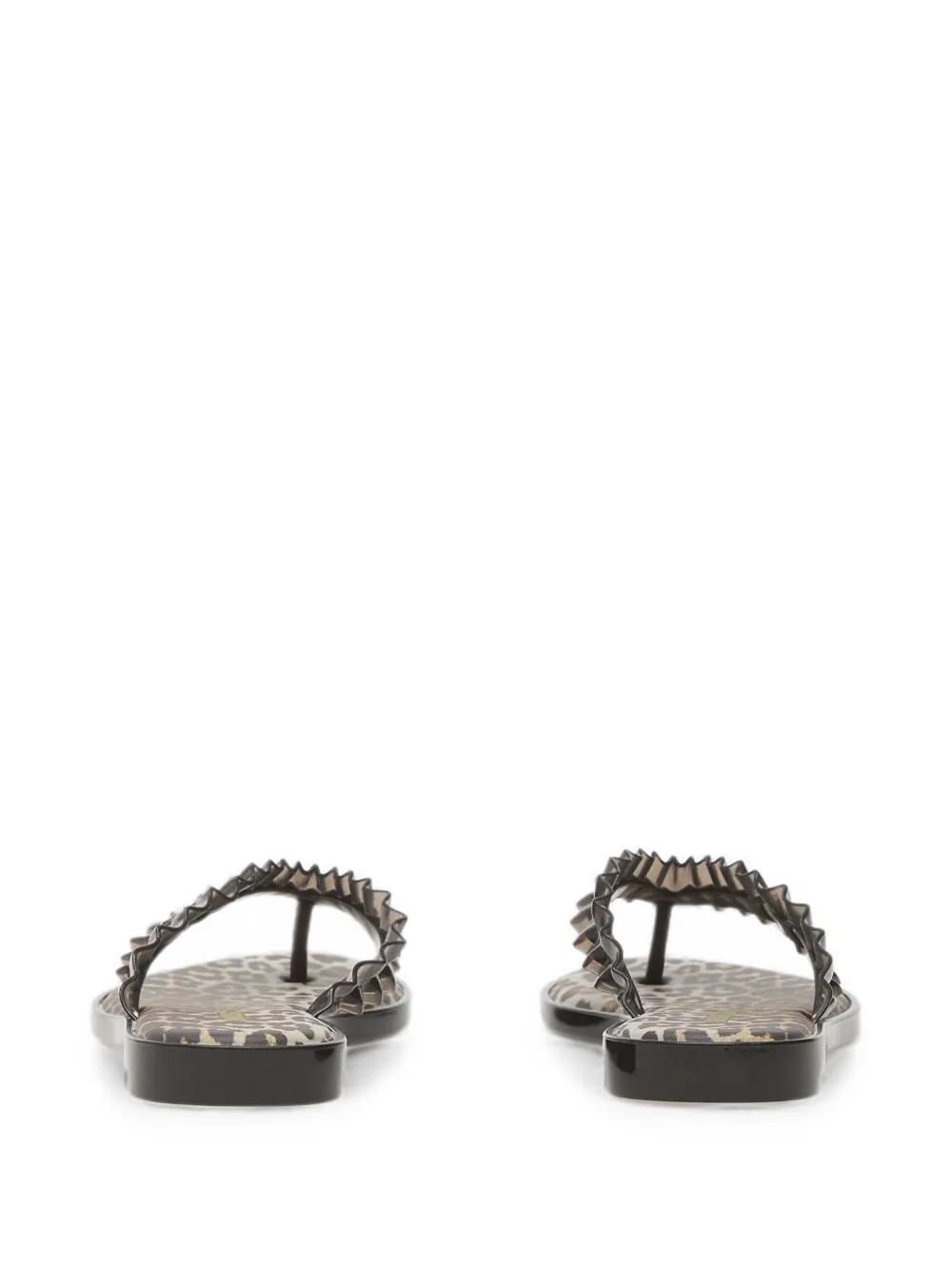 Melissa ruffled leopard-print flip flops Beige