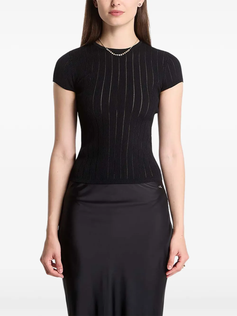 GUESS USA ribbed-knit short-sleeve T-shirt - Nero