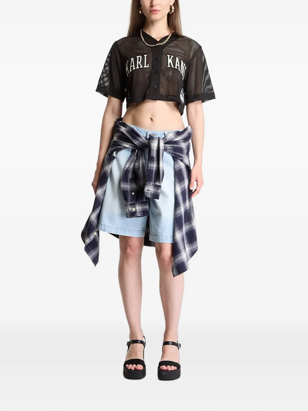 karl kani stone-washed denim shorts · 28