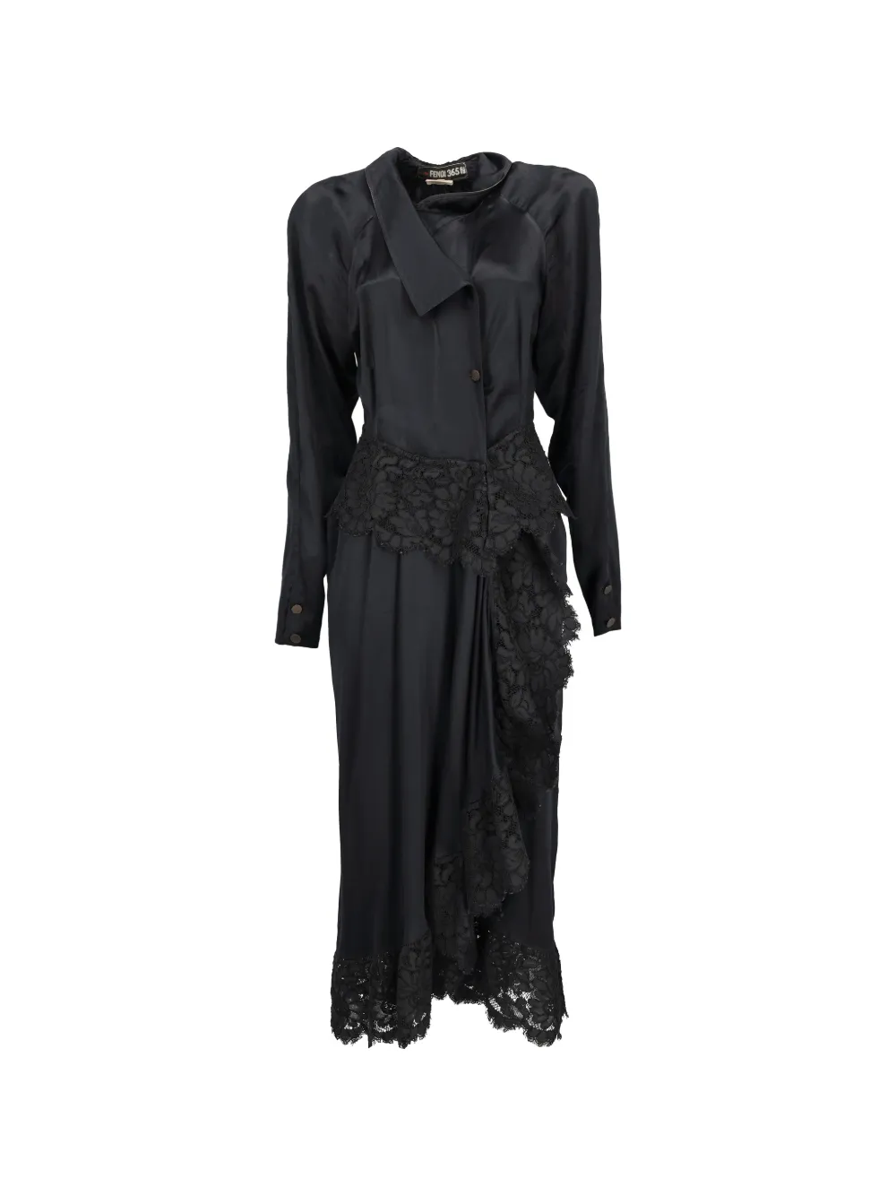 Fendi Pre-Owned lace-trim midi dress - Nero