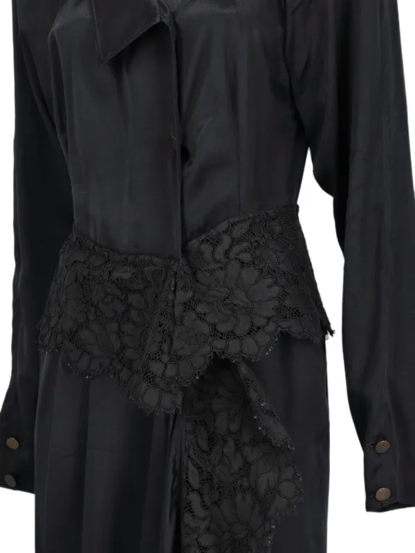Fendi Pre-Owned lace-trim Midi Dress | Black | FARFETCH