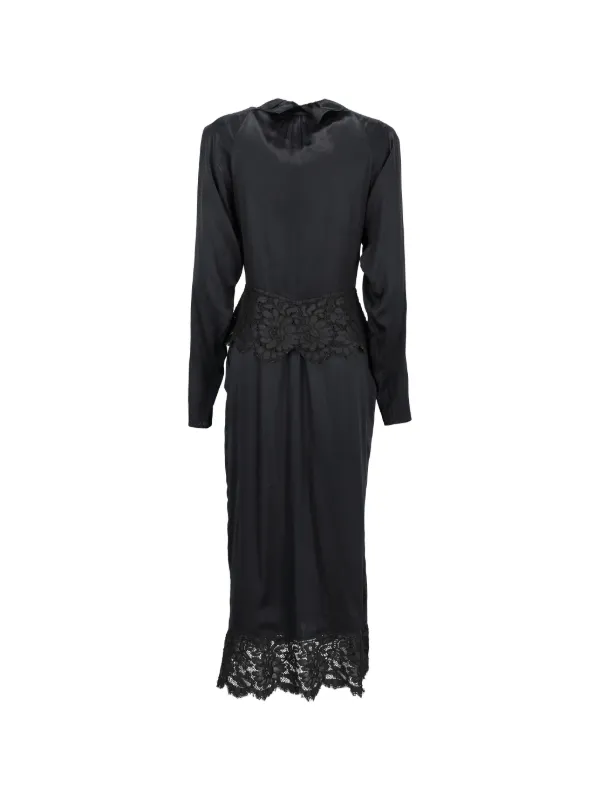 Fendi Pre-Owned lace-trim Midi Dress | Black | FARFETCH