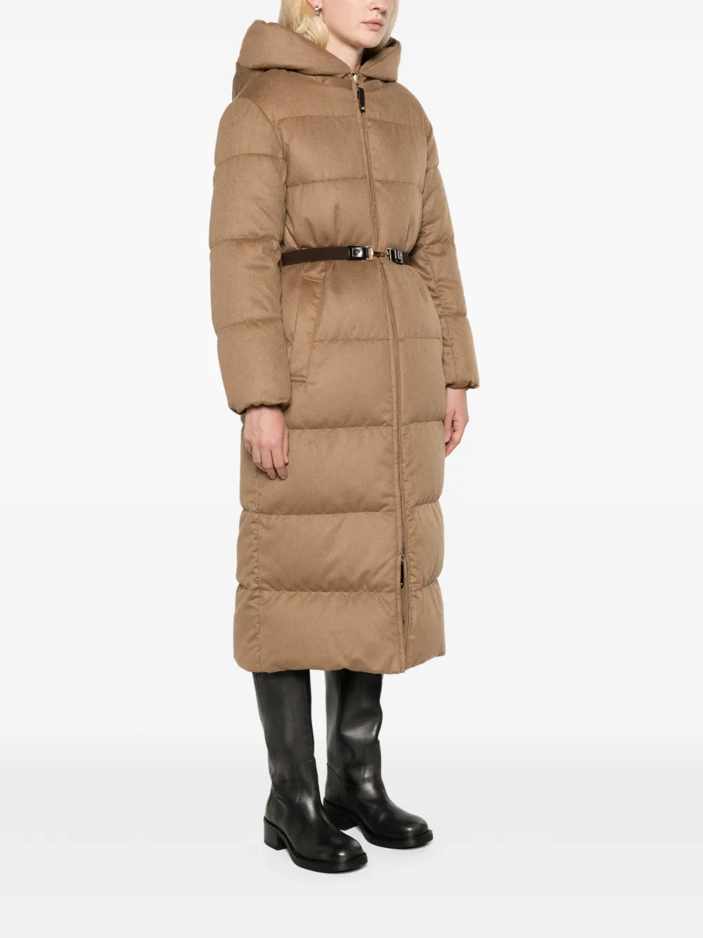 Max Mara Lange omkeerbare donsjas van kameelhaar Bruin