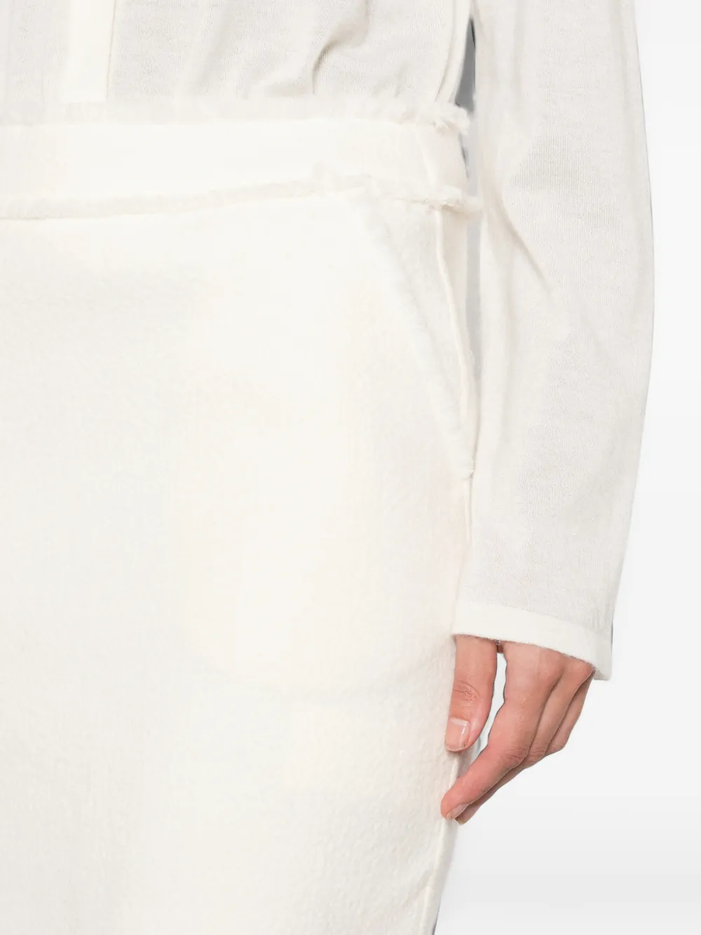 Max Mara frayed-edge mini skirt Beige