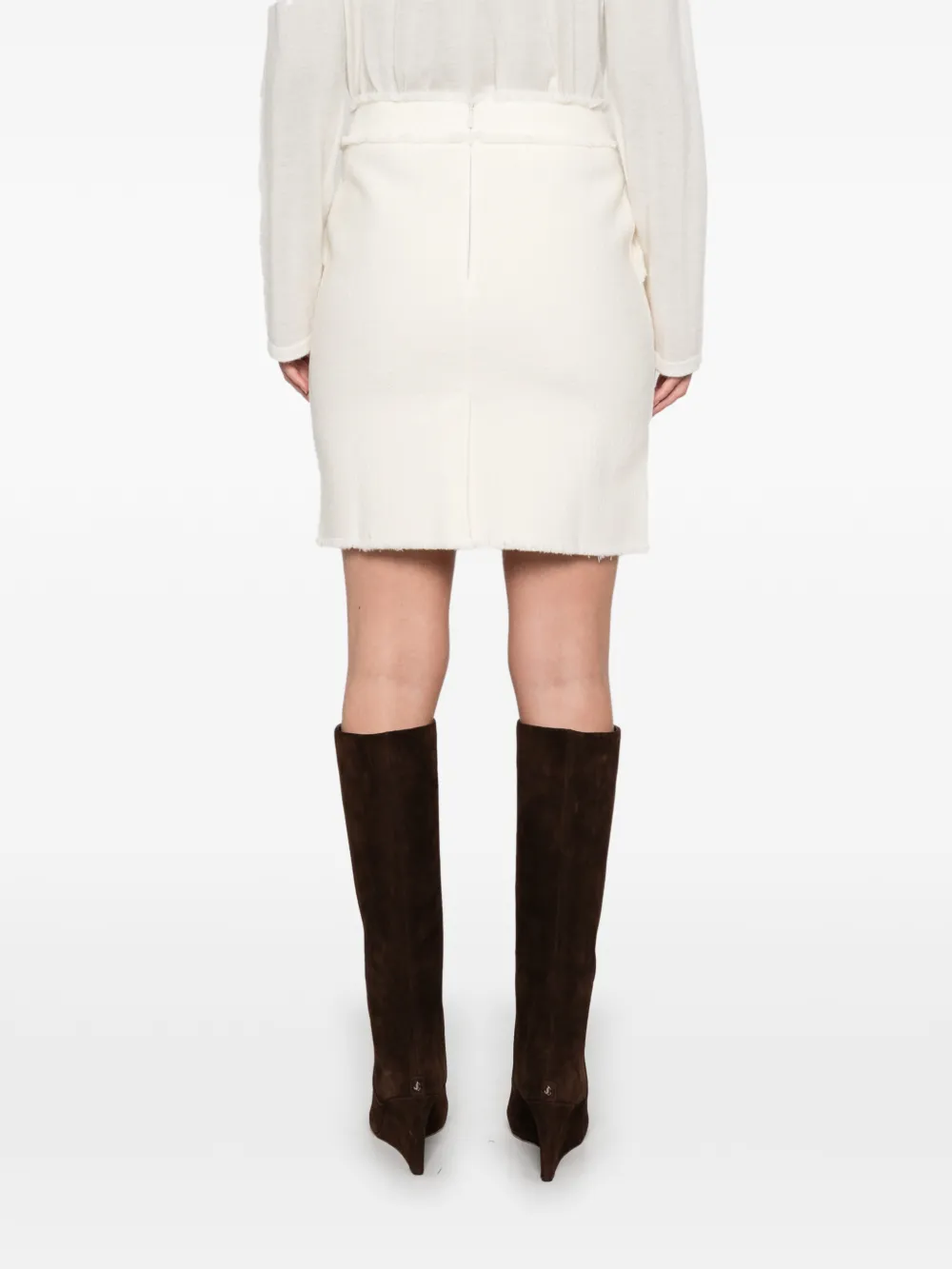 Max Mara frayed-edge mini skirt Beige