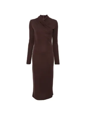 brown long sleeve midi dress Rebecca Vallance Hazine | Long mesh sleeves
