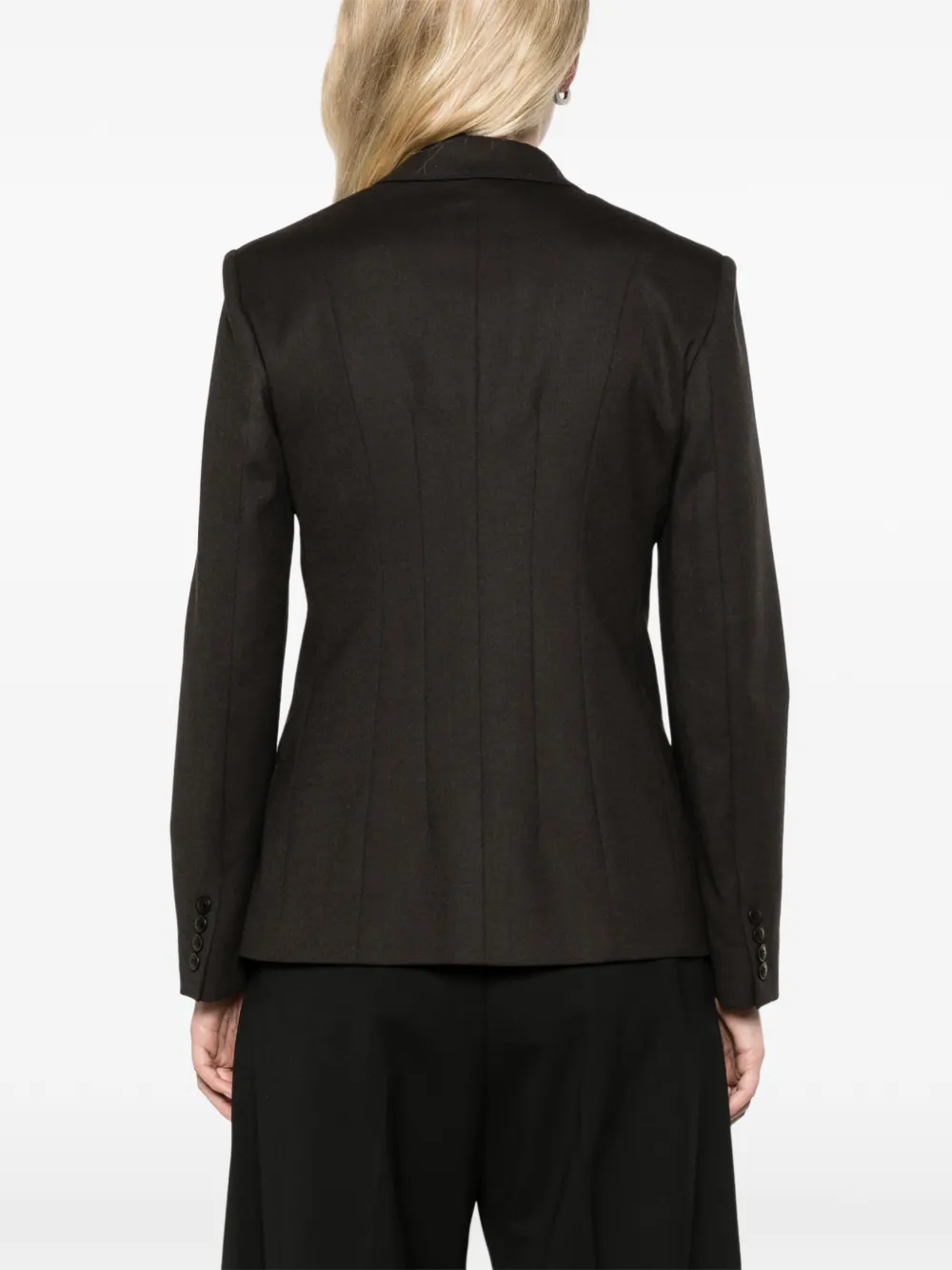 Max Mara double-breasted wool flannel jacket dark brown Bruin