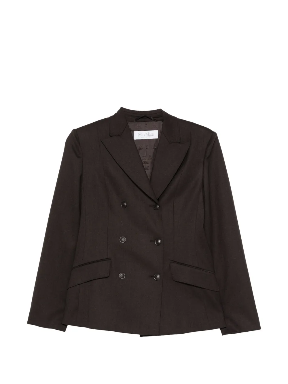 Max Mara double-breasted wool flannel jacket - dark brown - Braun
