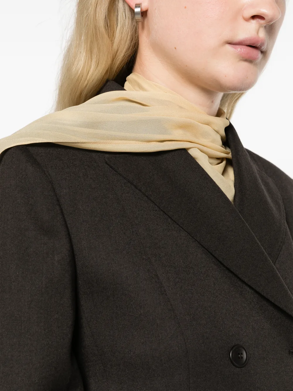 Max Mara double-breasted wool flannel jacket dark brown Bruin