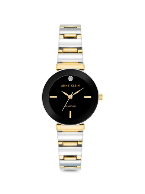 ANNE KLEIN diamond-accented two-tone 28mm watch