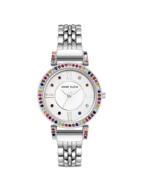 ANNE KLEIN crystal-embellished 30mm watch
