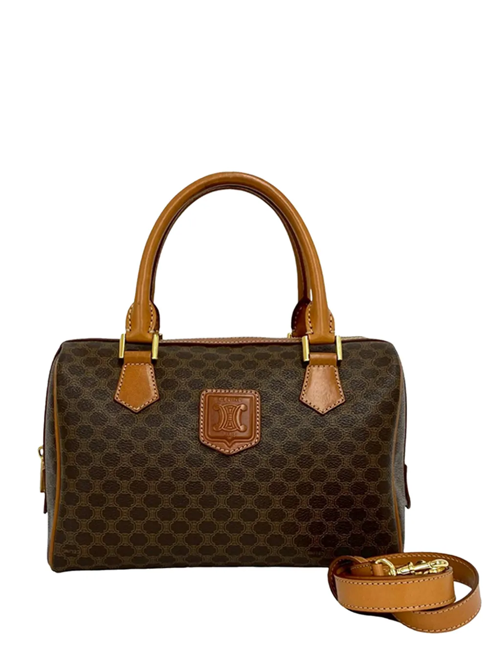 Celine Pre-Owned 1998 Macadam Coated Canvas satchel - Brown