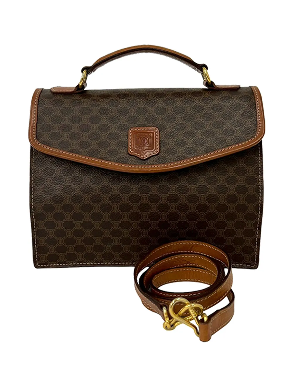 Celine Pre-Owned 1995 Macadam Coated Canvas satchel - Braun