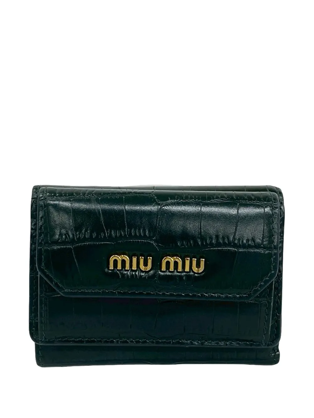 Miu Miu Pre-Owned 2010-2026 Croc Embossed Leather Wallet small wallets - Verde