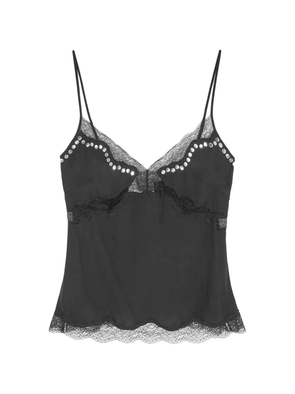 16Arlington Clio lace-trim stud-embellished blouse - Nero
