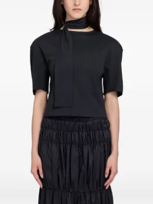 Amomento Knotted Collar Top | Black | FARFETCH