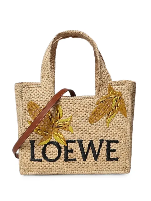 LOEWE small Font logo-embroidered woven tote bag