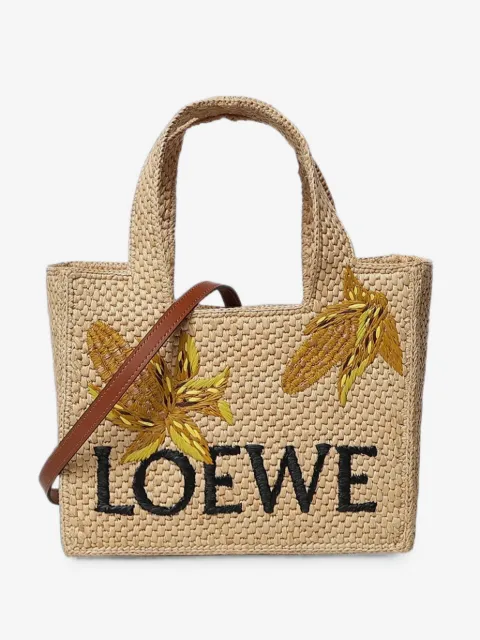 LOEWE small Font logo-embroidered woven tote bag