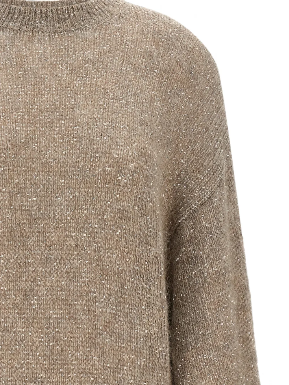 Brunello Cucinelli Diamante trui verfraaid met pailletten Beige