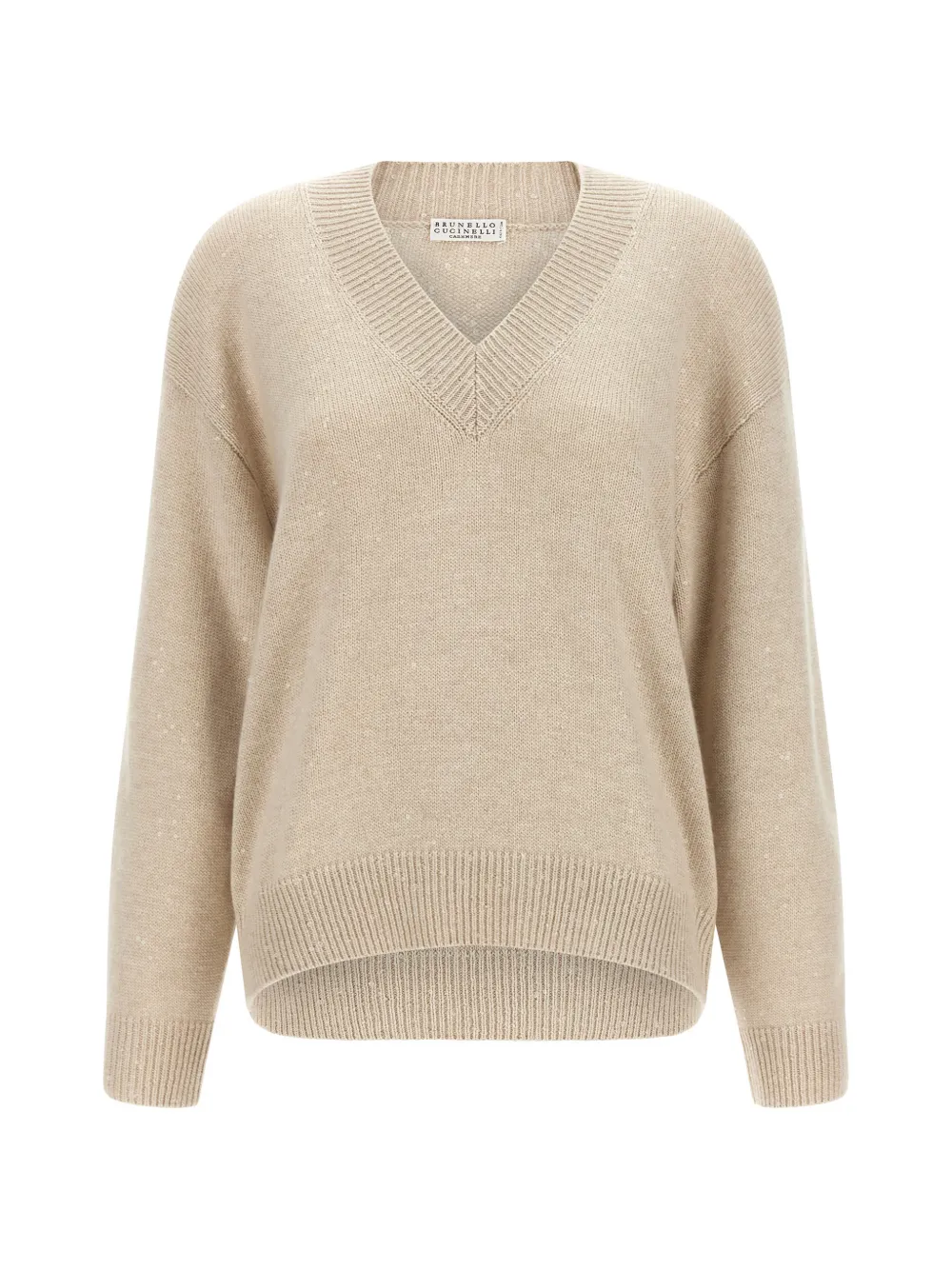 Brunello Cucinelli sequin-appliqué V-neck sweater - Nude