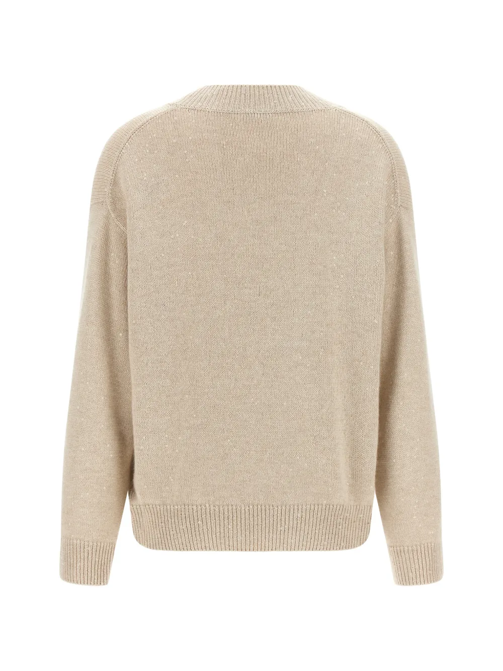 Brunello Cucinelli Trui met V-hals en pailletten Beige