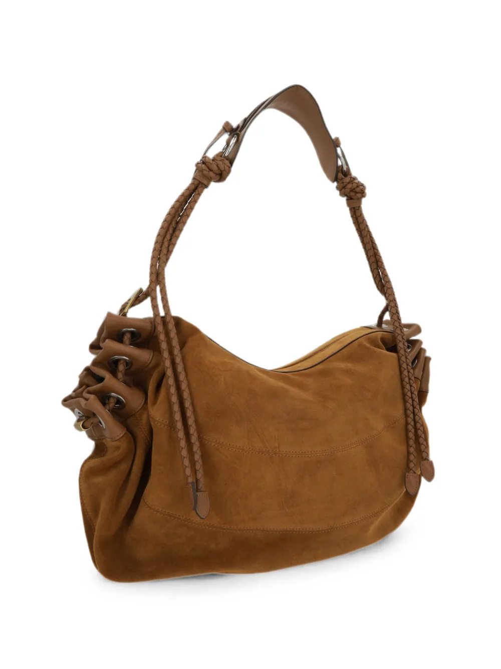 ISABEL MARANT medium Maia braided-strap suede shoulder bag - Marrone