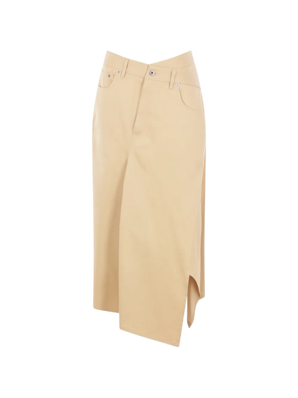 Loewe Asymmetric-hem Logo-patch Midi Skirt In Neutral