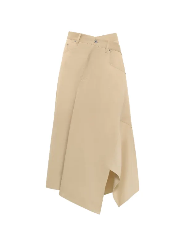 Loewe Asymmetric Skirt in Cotton in Neutrals