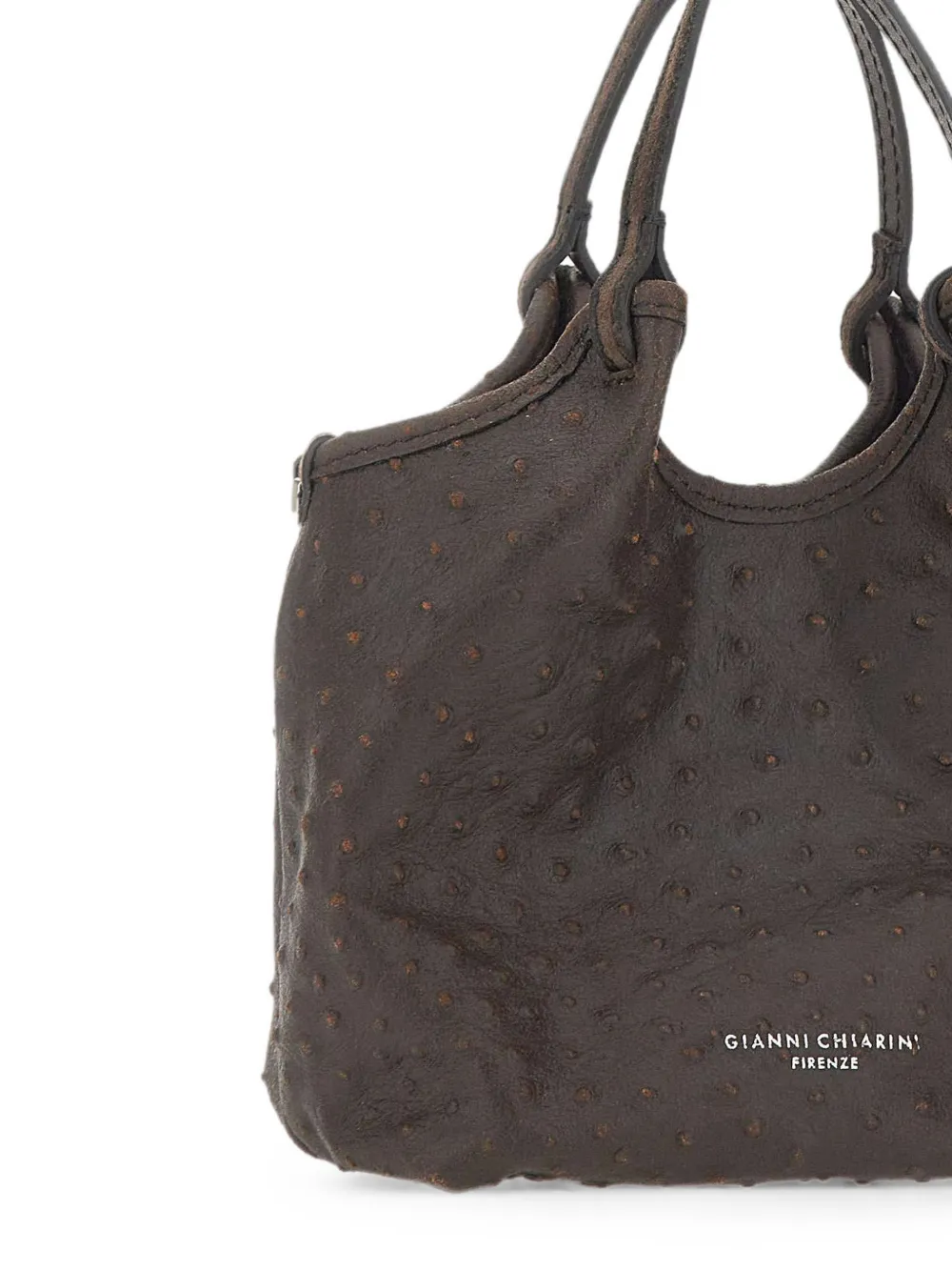 GIANNI CHIARINI Dua leren tas met struisvogel-effect Bruin