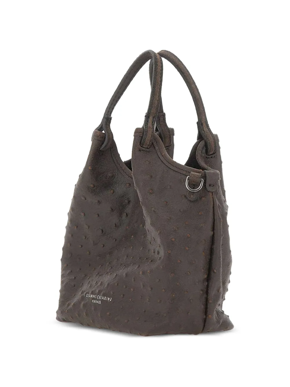 GIANNI CHIARINI Dua leren tas met struisvogel-effect Bruin