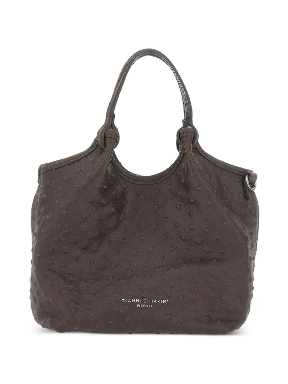 GIANNI CHIARINI Dua ostrich-effect leather tote bag - Marrone