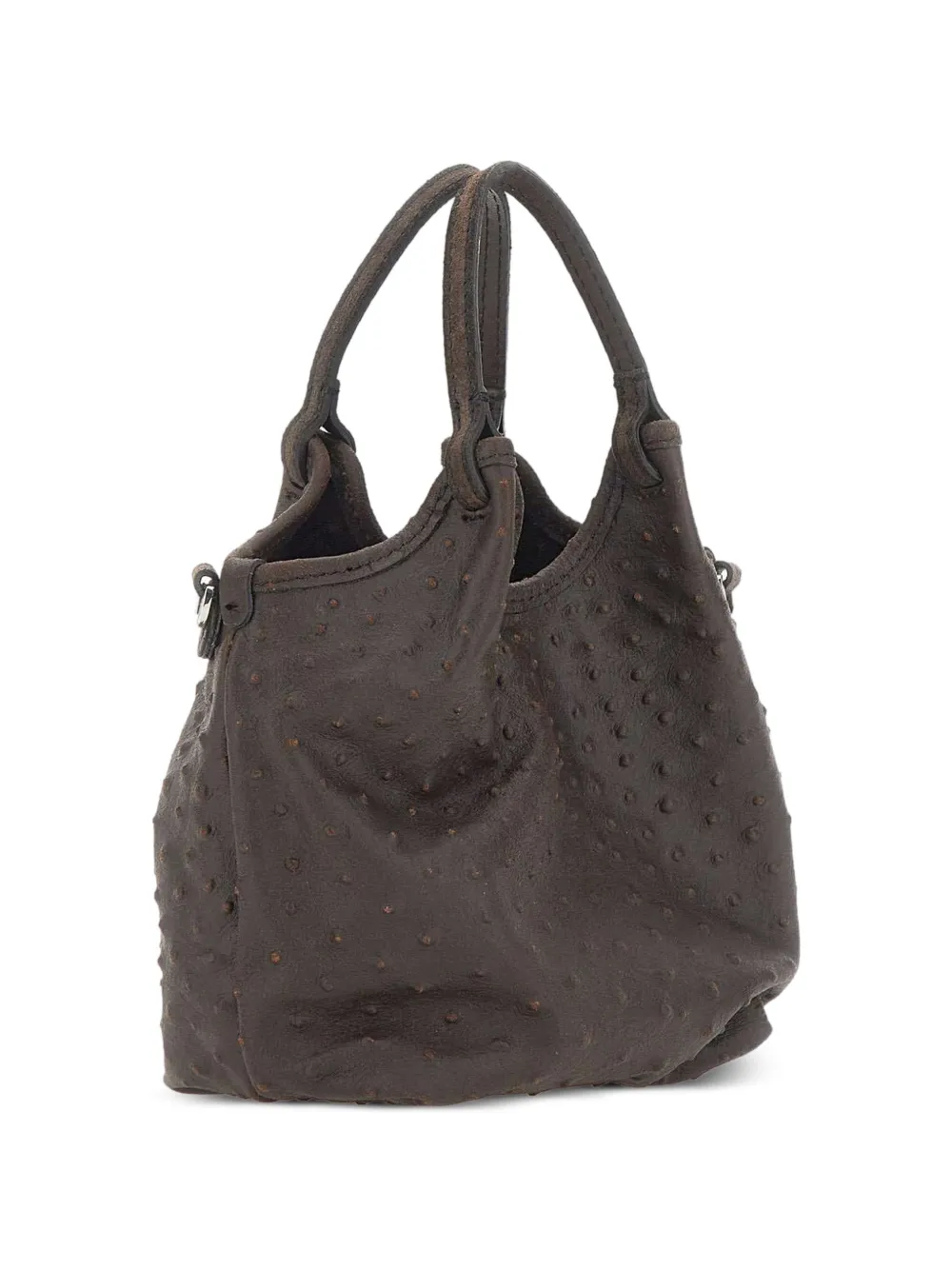 GIANNI CHIARINI Dua leren tas met struisvogel-effect Bruin