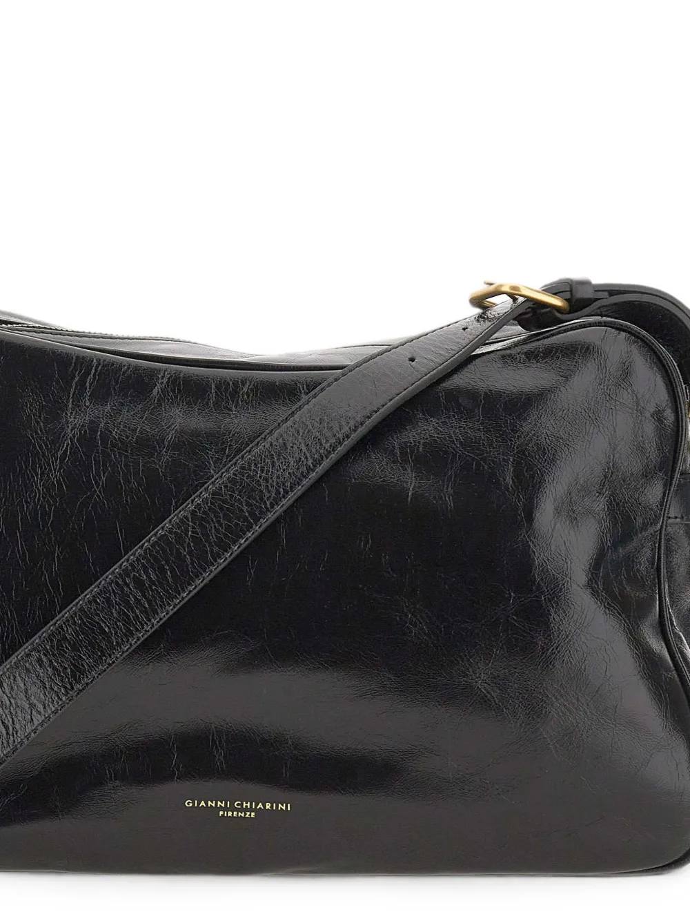 GIANNI CHIARINI Cora leren schoudertas met gekreukt effect Zwart